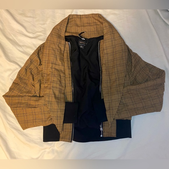 NWT GINGHAM FOREVER 21 BOMBER JACKET W FASHION SCARF-SMALL - Picture 1 of 5